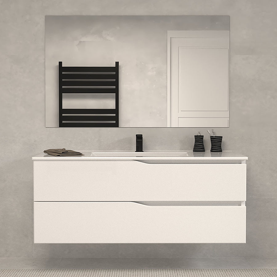 Meuble de salle de bain LUNA simple vasque 2 tiroirs + colonne - 120cm