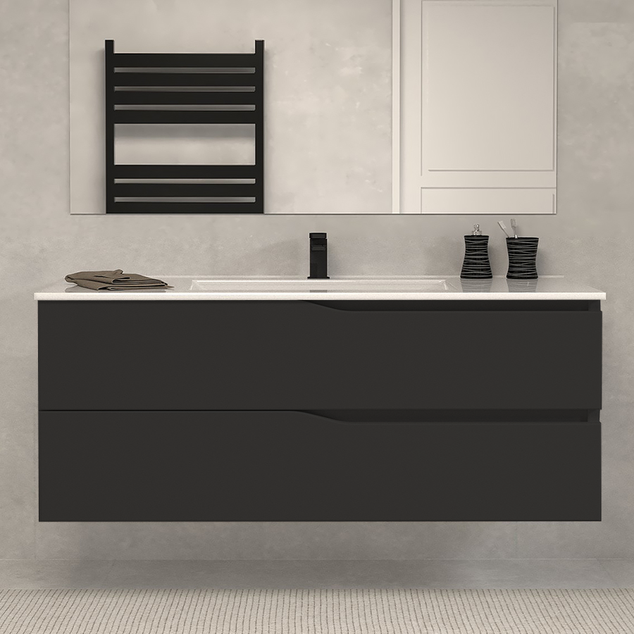 Meuble de salle de bain LUNA simple vasque 2 tiroirs + colonne - 120cm