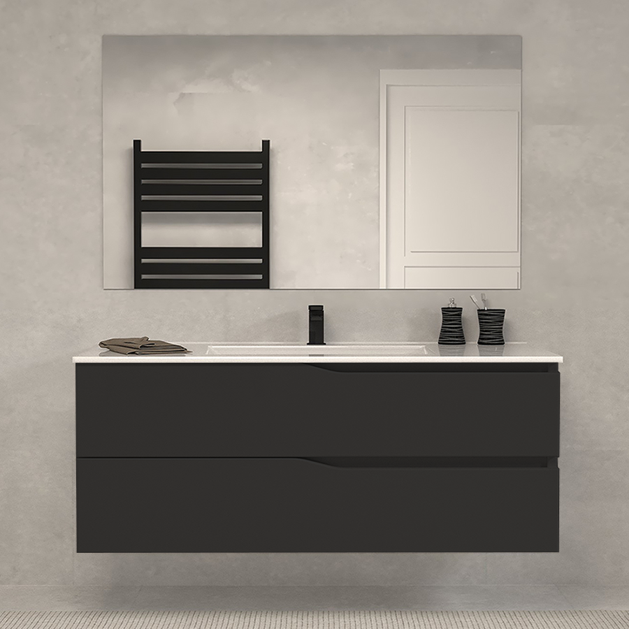 Meuble de salle de bain LUNA simple vasque 2 tiroirs + colonne - 120cm
