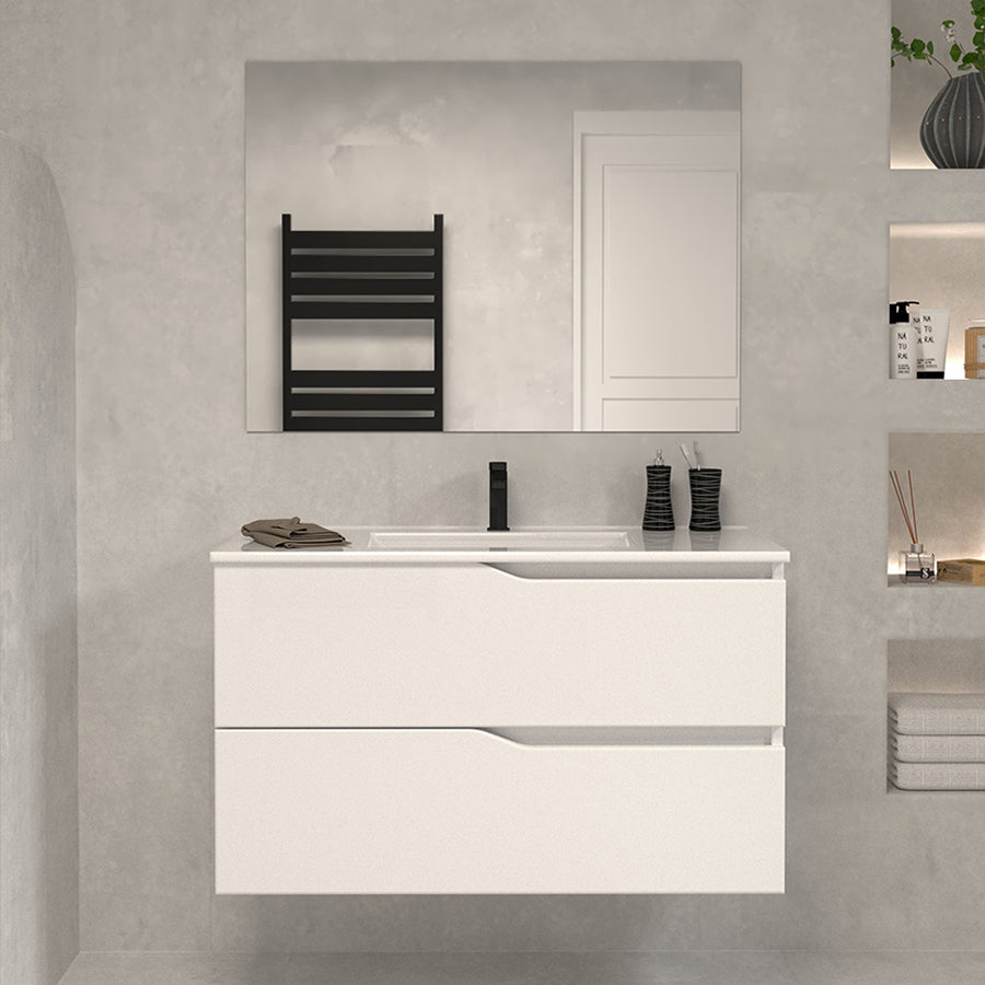 Meuble de salle de bain 70cm simple vasque - 2 tiroirs - sans miroir - LUNA