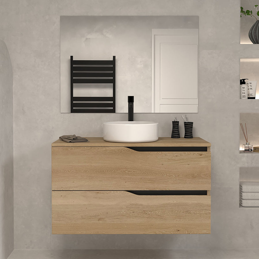 Meuble de salle de bain Luna 100 cm avec bol Madera miel