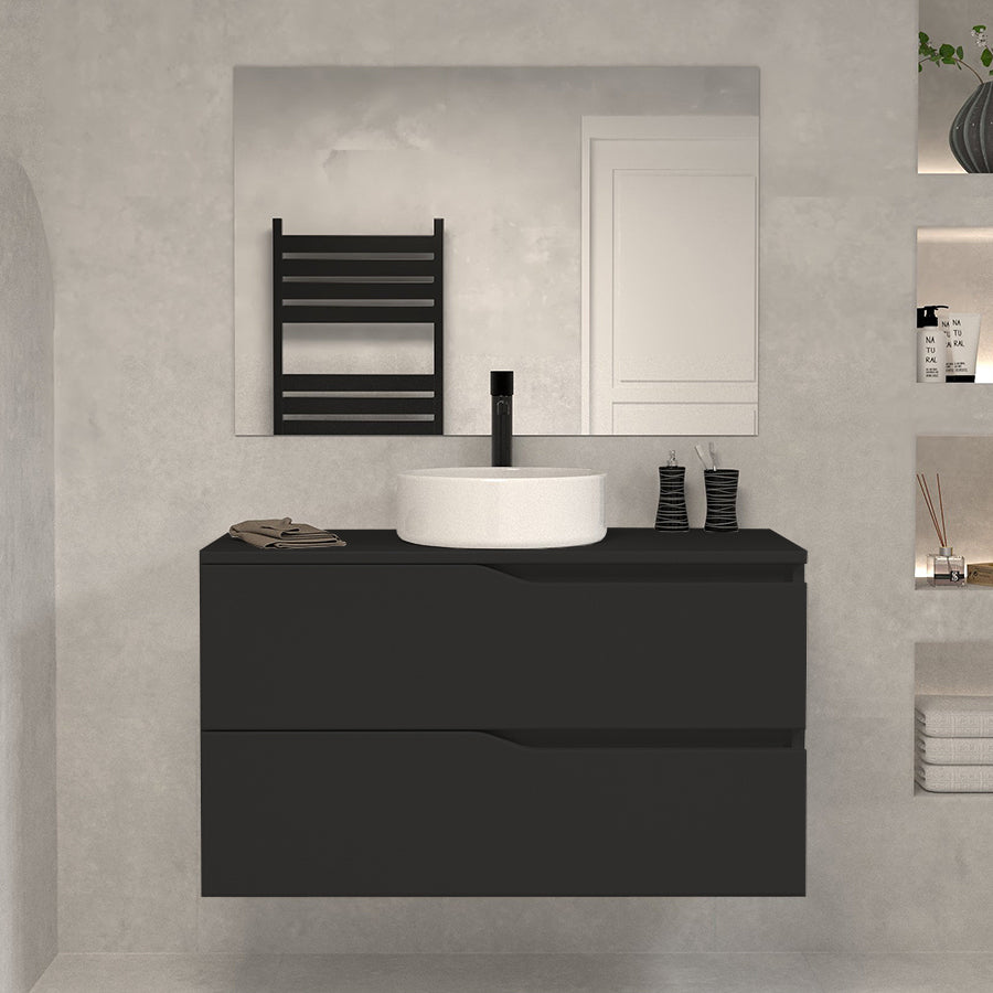 Meuble de salle de bain Luna 100 cm avec bol noir