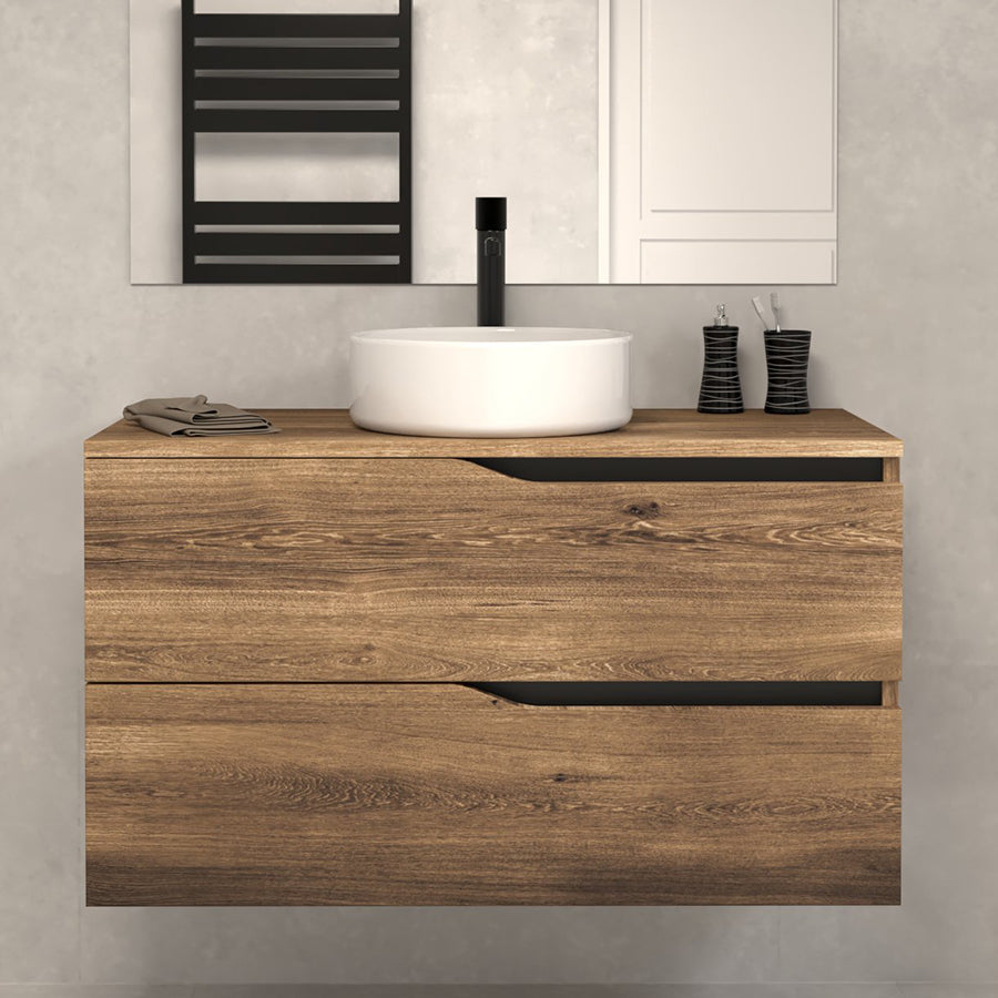 Meuble de salle de bain Luna  100 cm avec bol tabaco sans miroir