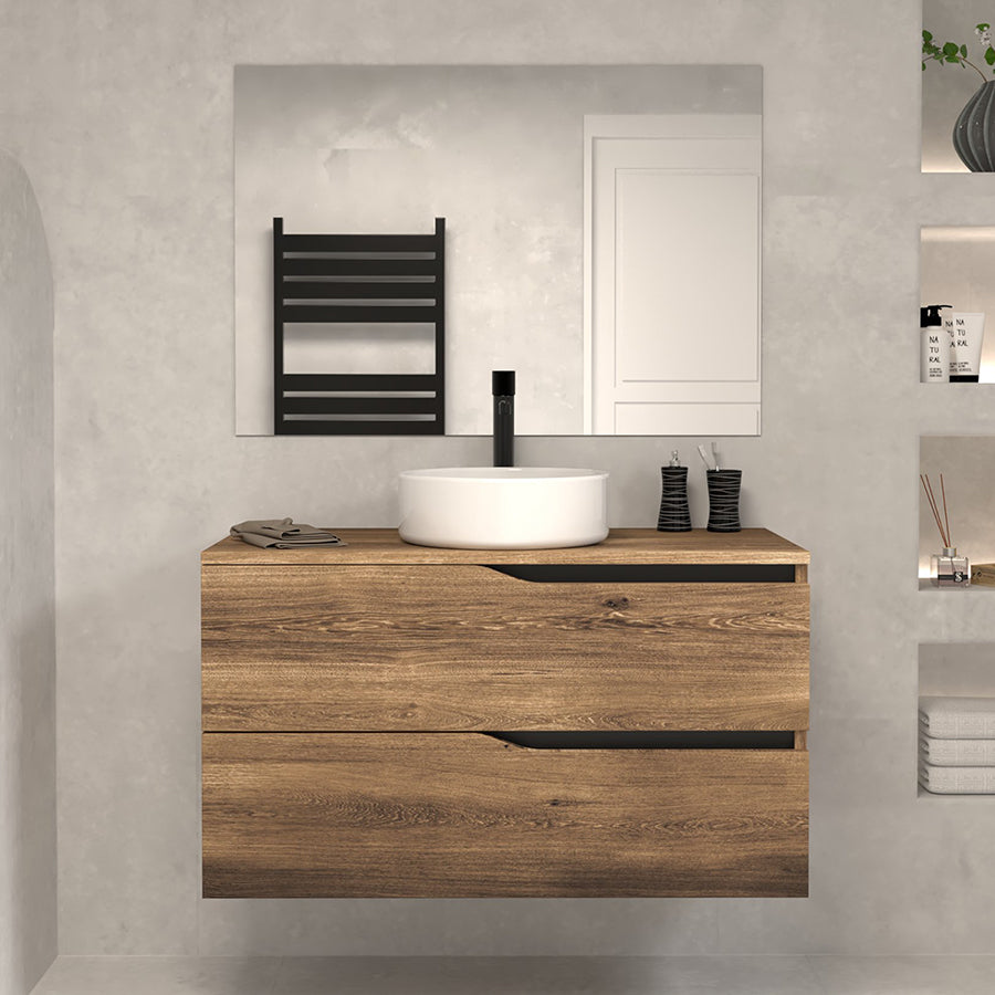Meuble de salle de bain Luna 100 cm avec bol tabaco