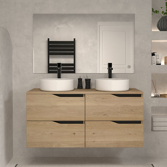 Meuble de salle de bain Luna 120 cm avec 2 bol Madera miel