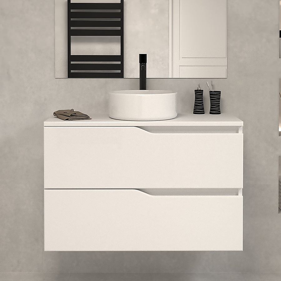 Meuble de salle de bain Luna 80 cm avec bol blanc sans miroir