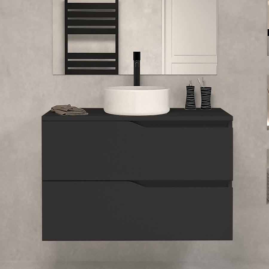 Meuble de salle de bain Luna  80 cm avec bol noir sans miroir
