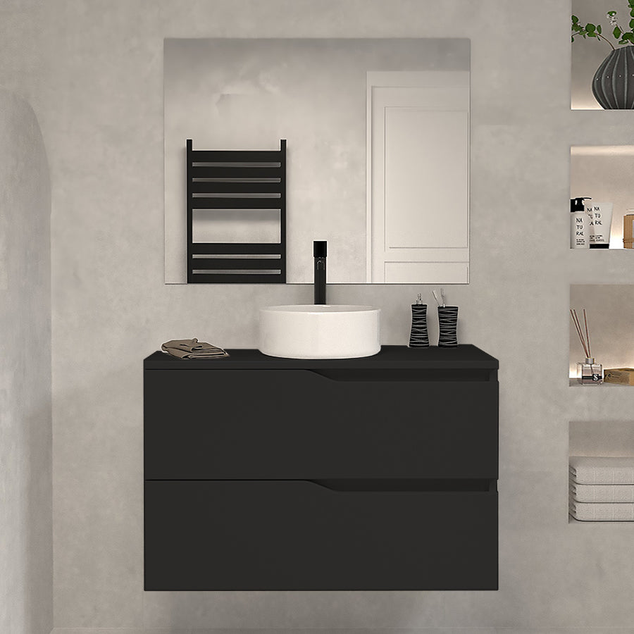 Meuble de salle de bain Luna 80 cm avec bol noir