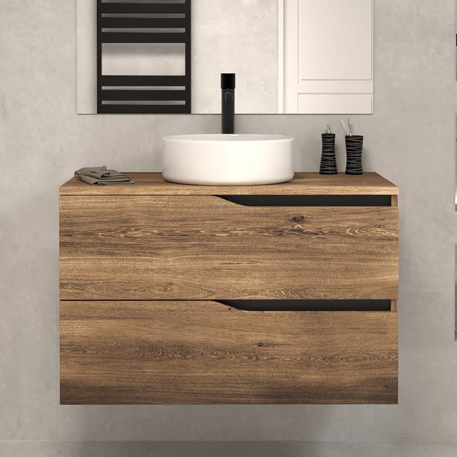 Meuble de salle de bain Luna  80 cm avec bol tabaco sans miroir