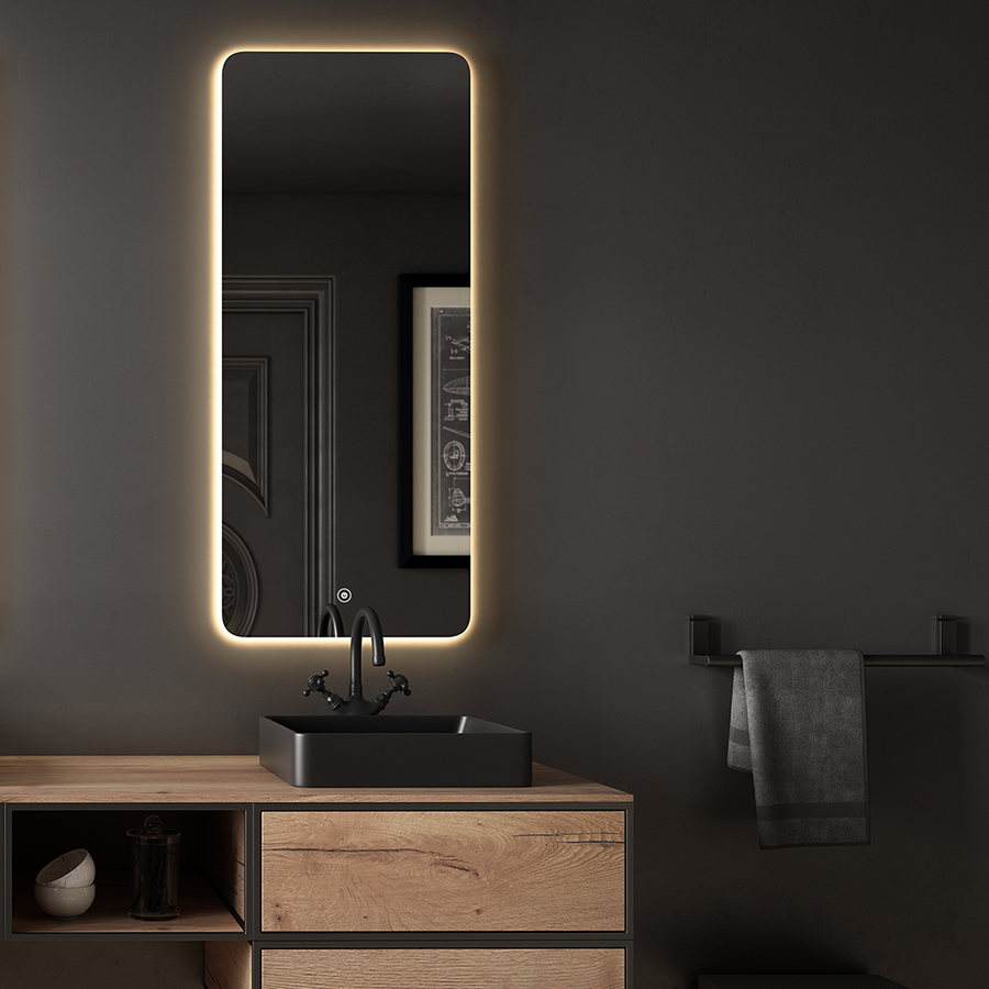 Miroir LED de salle de bain MATALA avec interrupteur tactile - 50x80cm