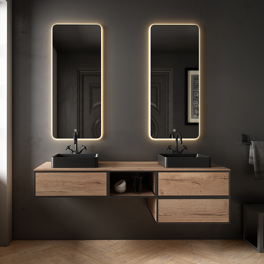 Miroir éclairage LED de salle de bain MATALA avec interrupteur tactile - 50x80cm