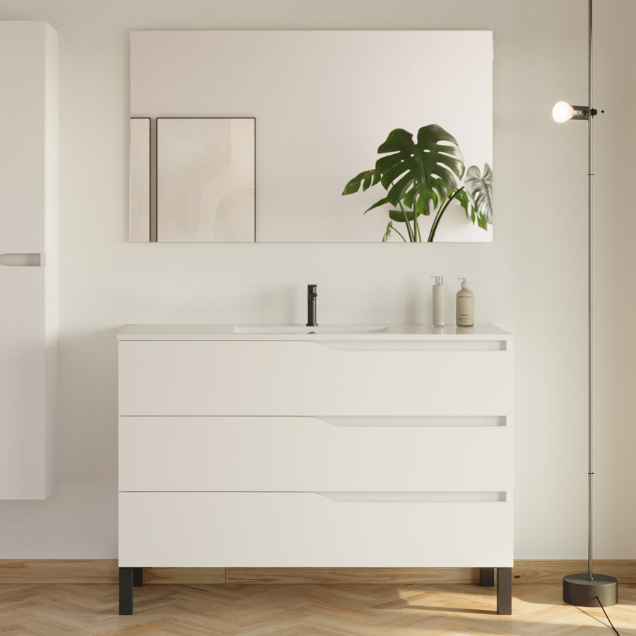 Meuble de salle de bain 120cm simple vasque - 3 tiroirs - MATA