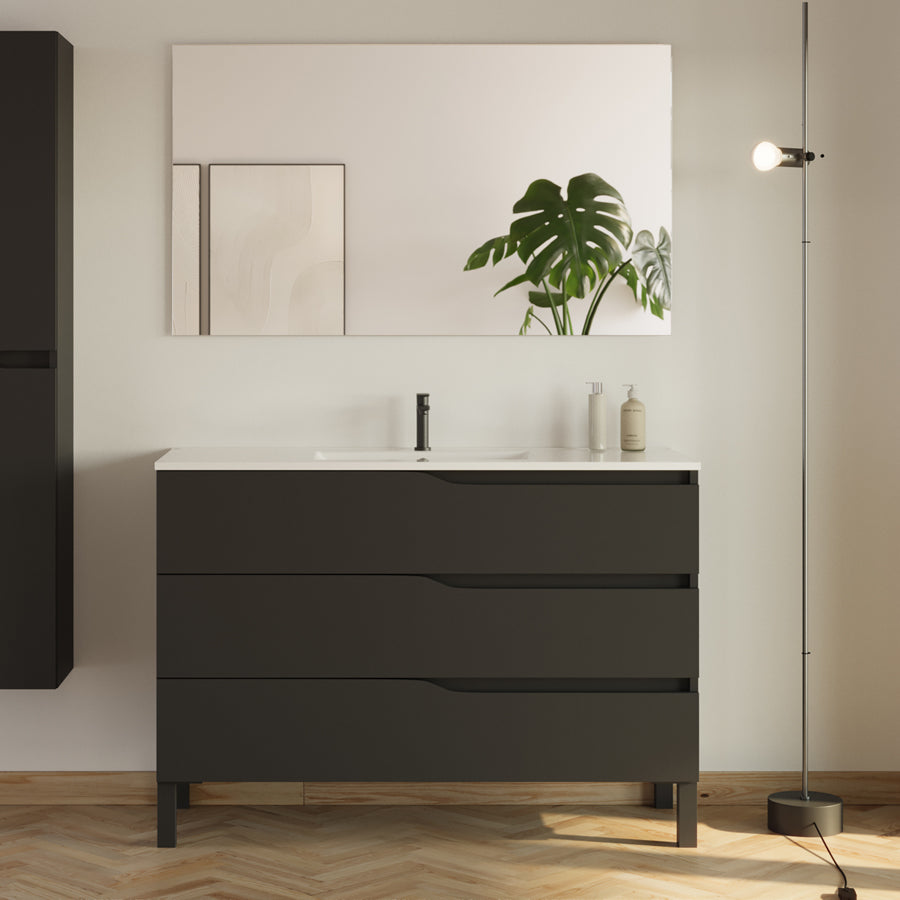 Meuble de salle de bain 120cm simple vasque - 3 tiroirs - MATA