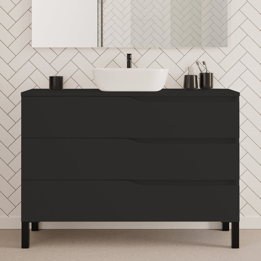 Meuble de salle de bain MATA 120 cm vasque zeus noir sans miroir