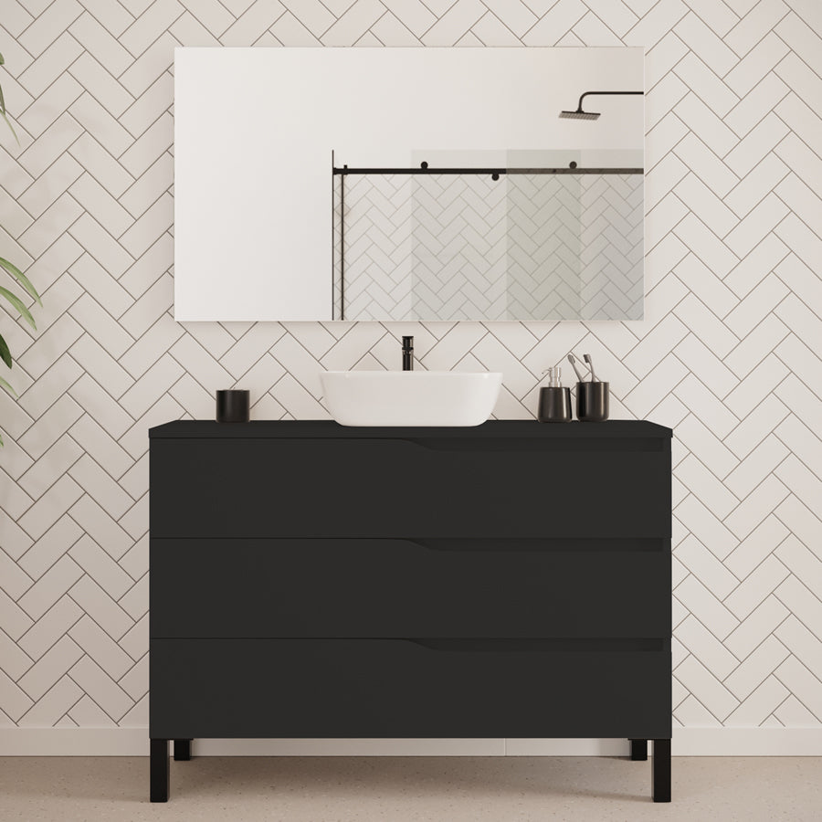 Meuble de salle de bain MATA 120 cm vasque zeus noir