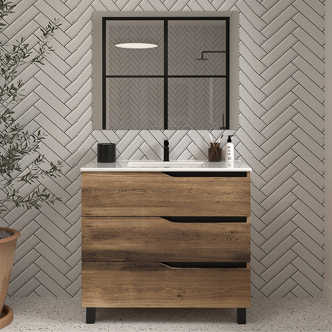 Meuble de salle de bain 70cm simple vasque - 3 tiroirs - MATA