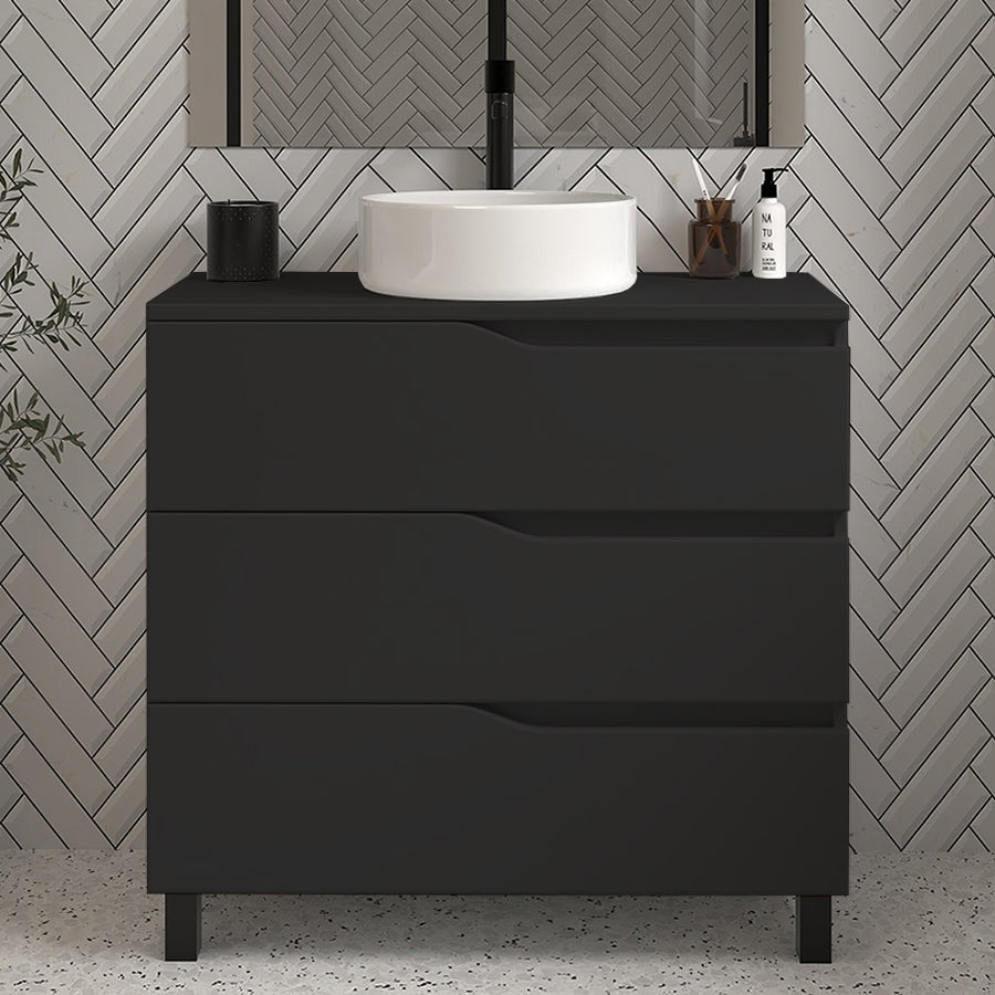 Meuble de salle de bain MATA 60 70 80 cm vasque ares noir sans miroir