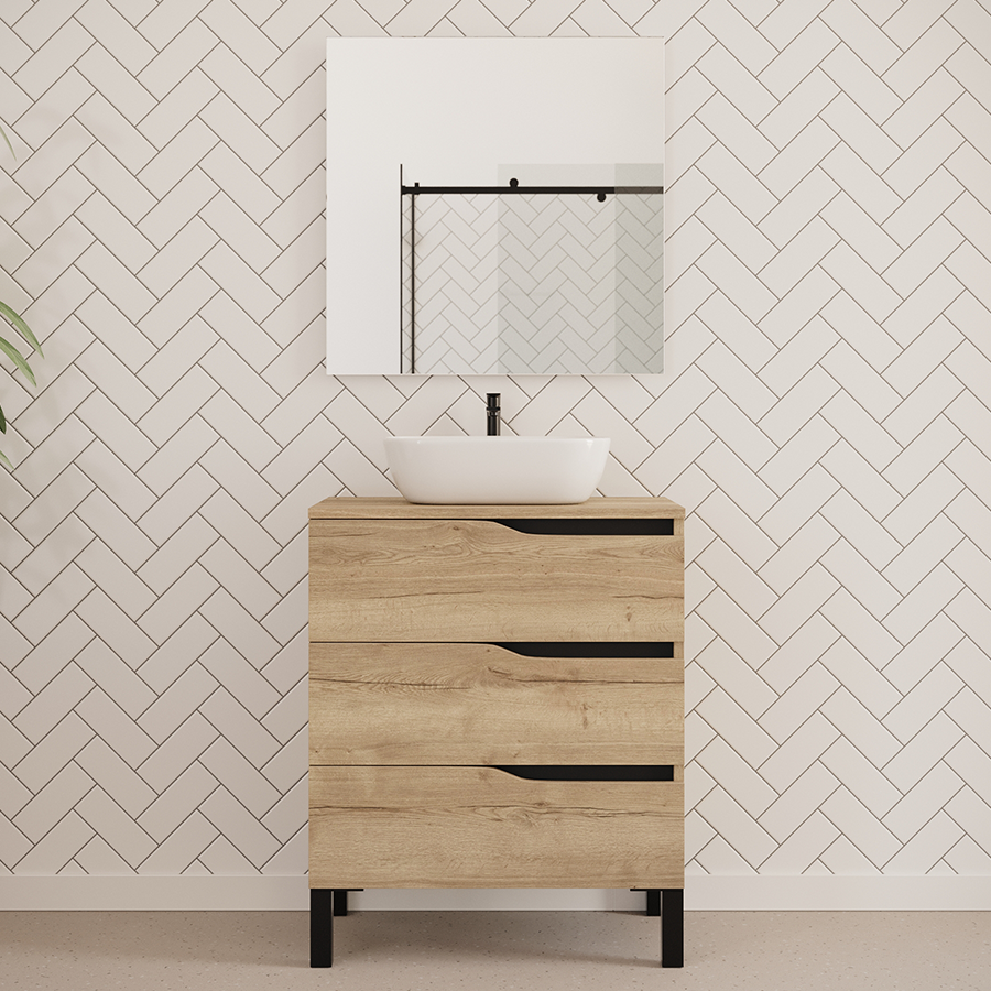 Meuble de salle de bain MATA 60 70 cm bol zeus miel