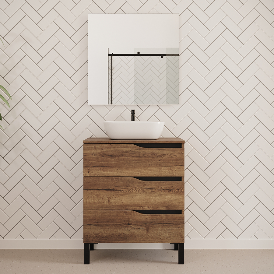 Meuble de salle de bain MATA 60 70 cm bol zeus tabaco