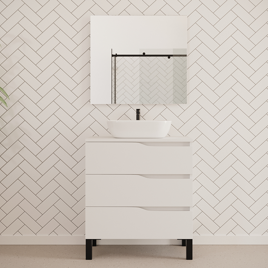 Meuble de salle de bain MATA 80 cm bol zeus blanc