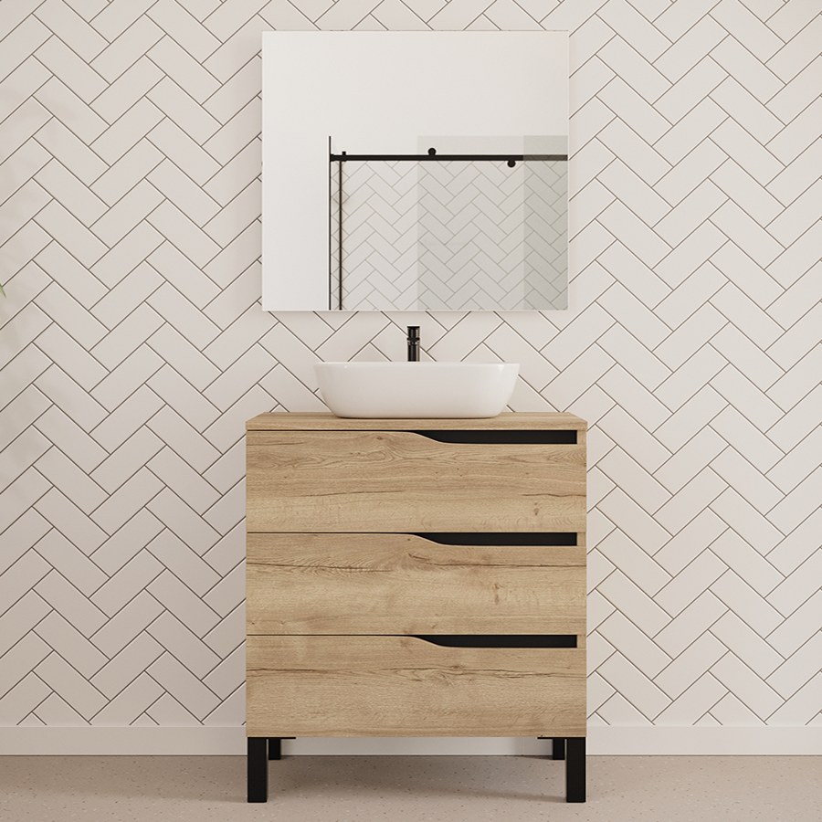 Meuble de salle de bain MATA 80 cm bol zeus miel