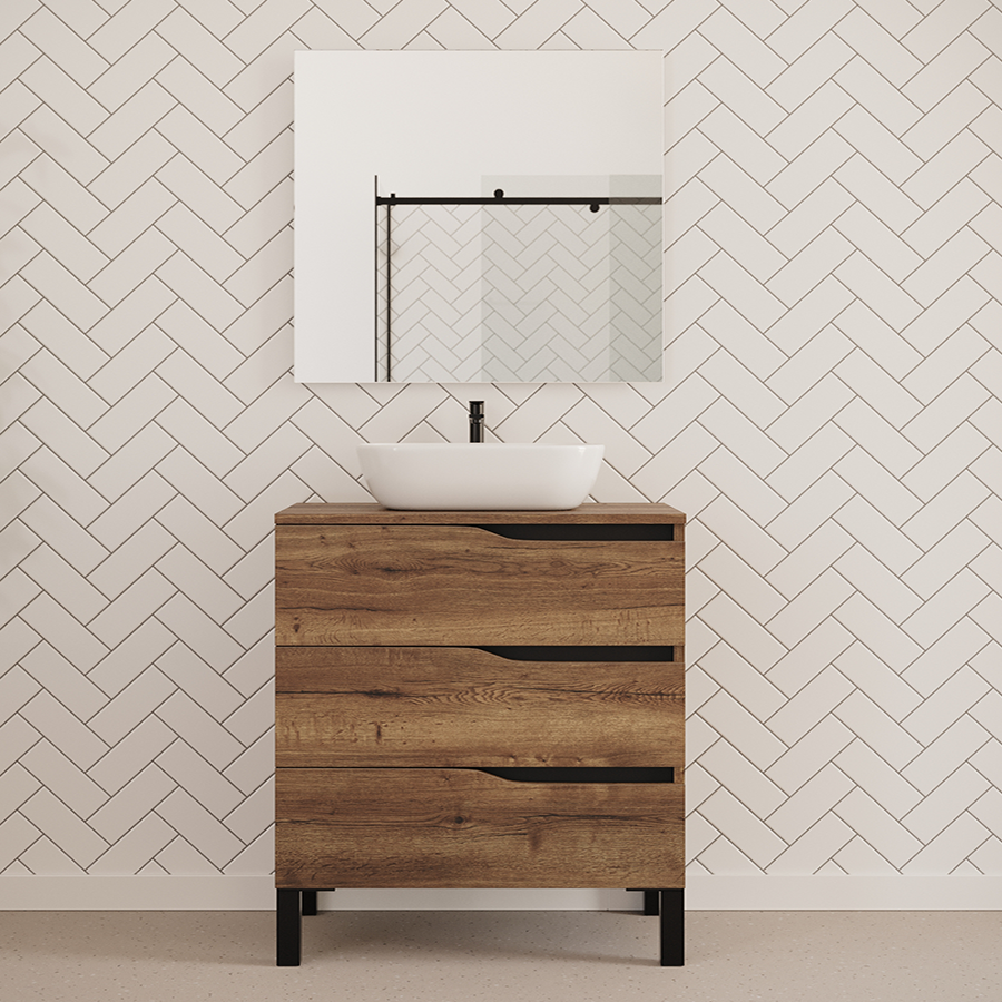 Meuble de salle de bain MATA 80 cm bol zeus tabaco