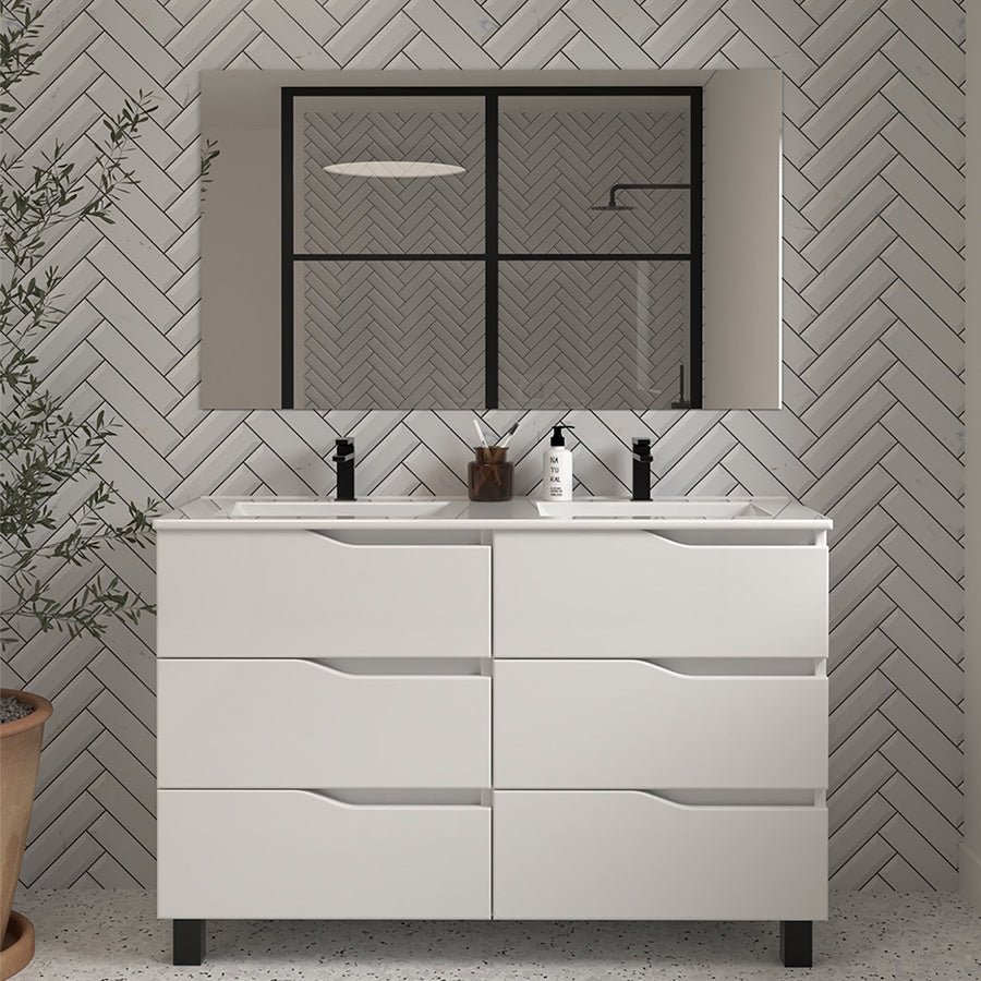 Meuble de salle de bain MATA 3 tiroirs 120 cm blanc