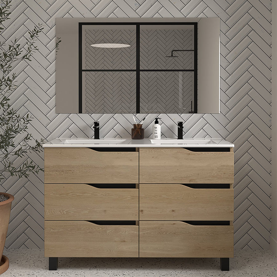 Meuble de salle de bain MATA 3 tiroirs 120 cm miel