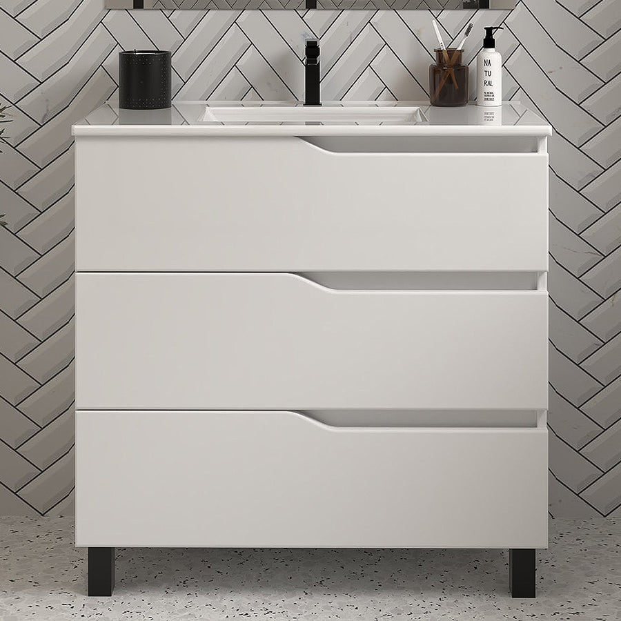 Meuble de salle de bain 70cm simple vasque - sans miroir - 3 tiroirs - MATA