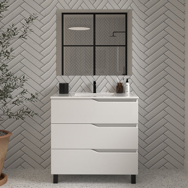 Meuble de salle de bain 60cm simple vasque - 3 tiroirs - MATA