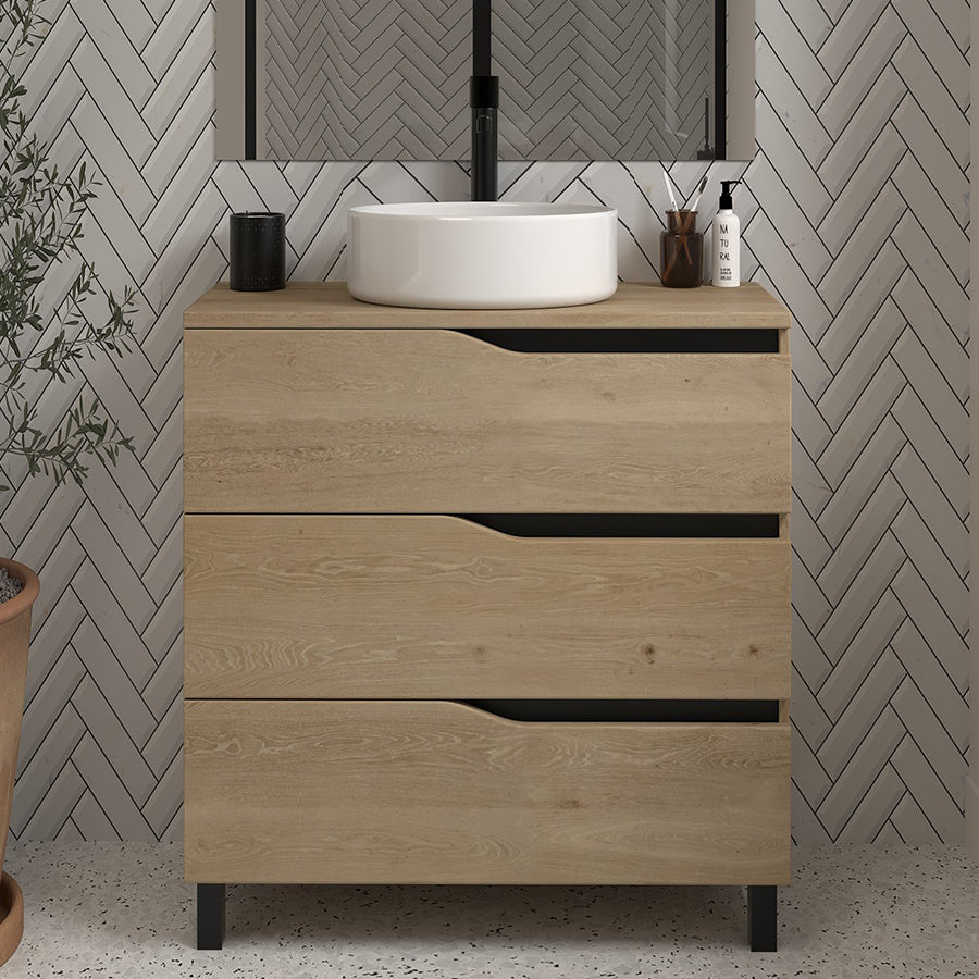 Meuble de salle de bain MATA 60 cm miel avec bol sans miroir