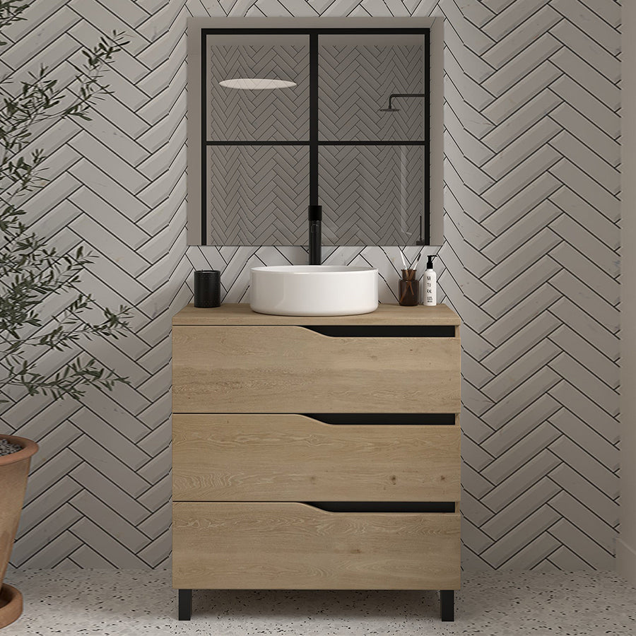 Meuble de salle de bain MATA 60 cm miel avec bol