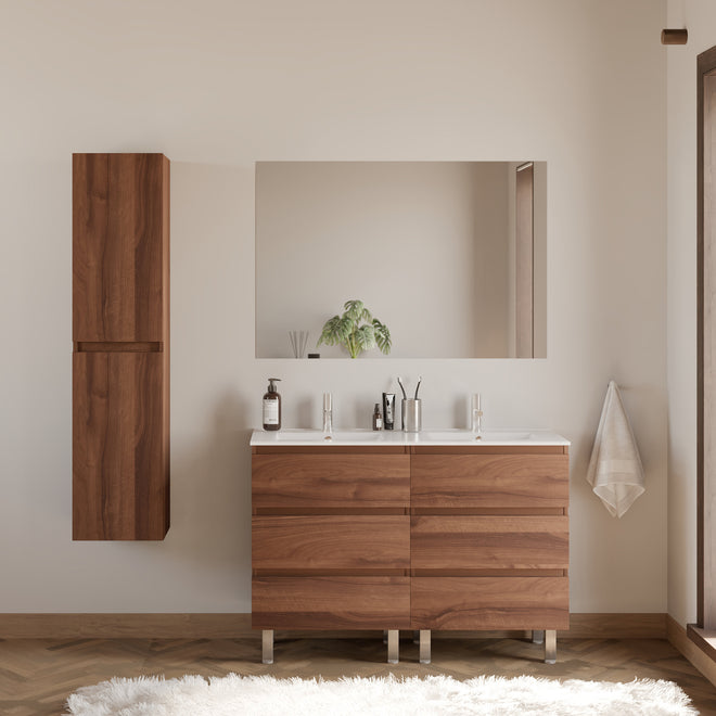 Meuble de salle de bain MAYOR 120 140 cm double vasque nogal scene
