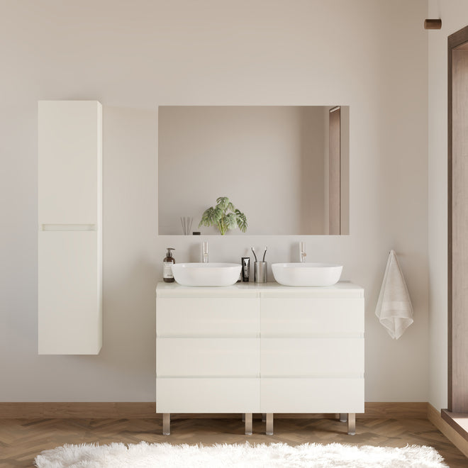 Meuble de salle de bain MAYOR 120 140 cm double zeus blanc scene