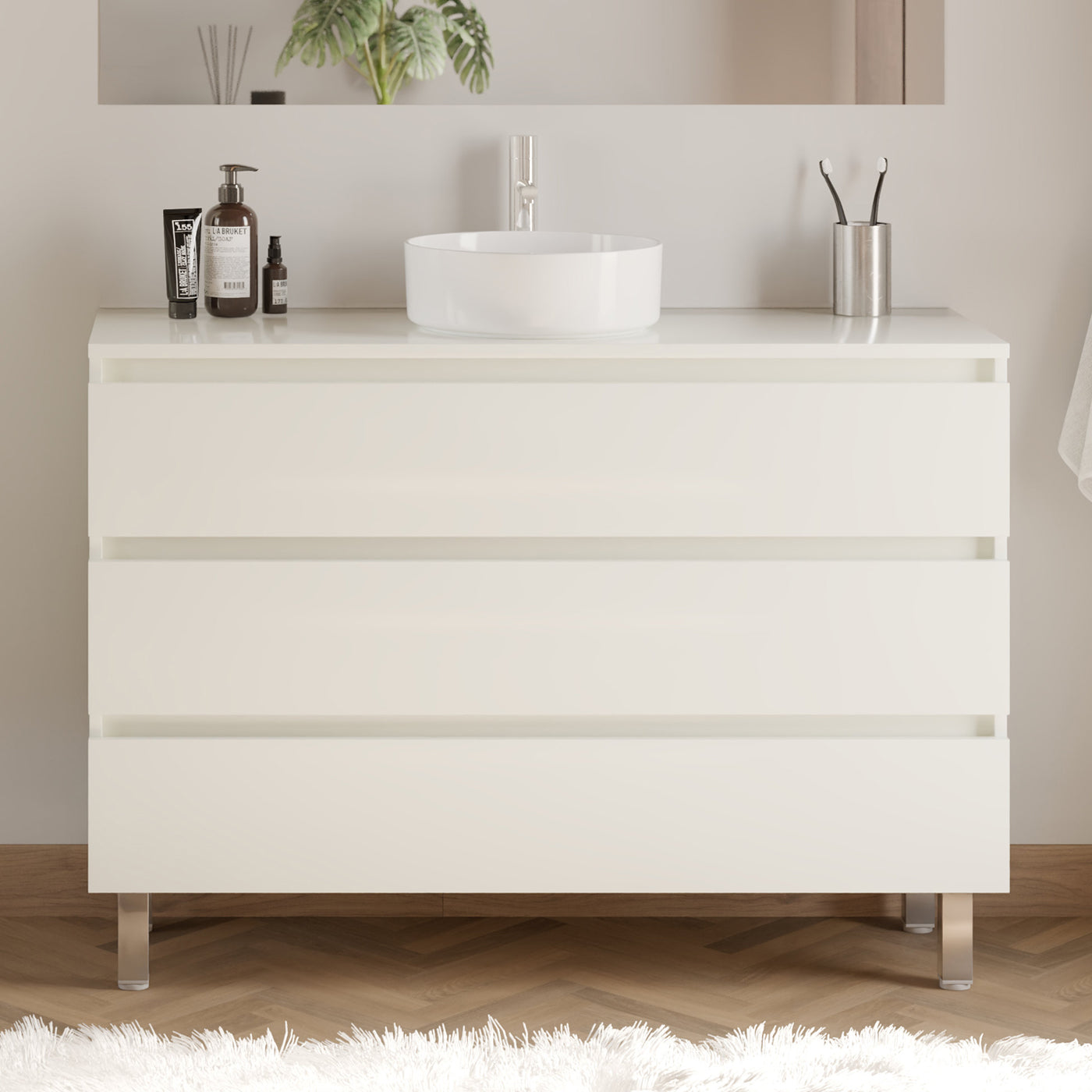 Meuble de salle de bain MAYOR 120 cm blanc ares sans miroir