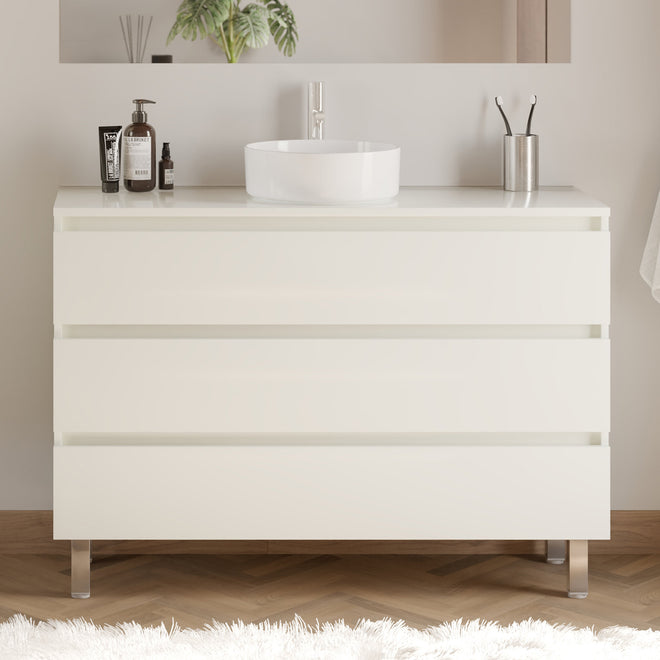 Meuble de salle de bain MAYOR 120 cm blanc ares sans miroir
