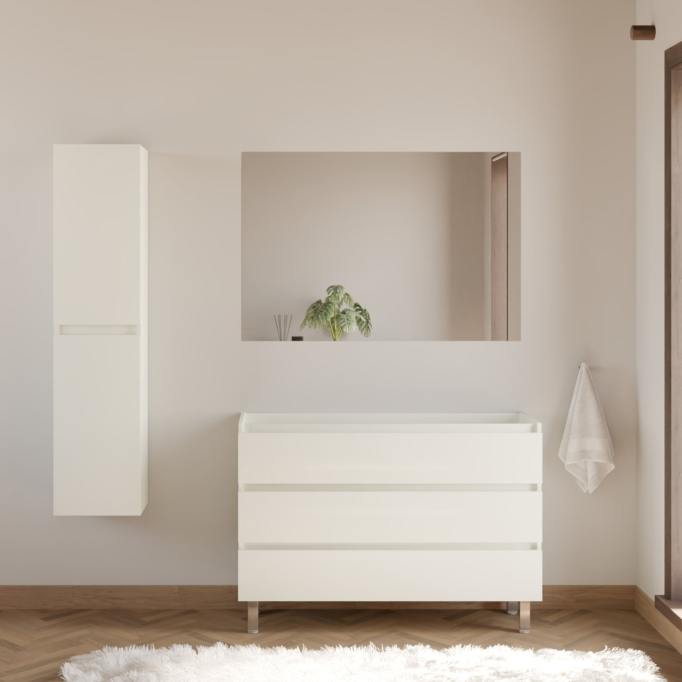 Meuble de salle de bain MAYOR 120 cm blanc meuble seul scene