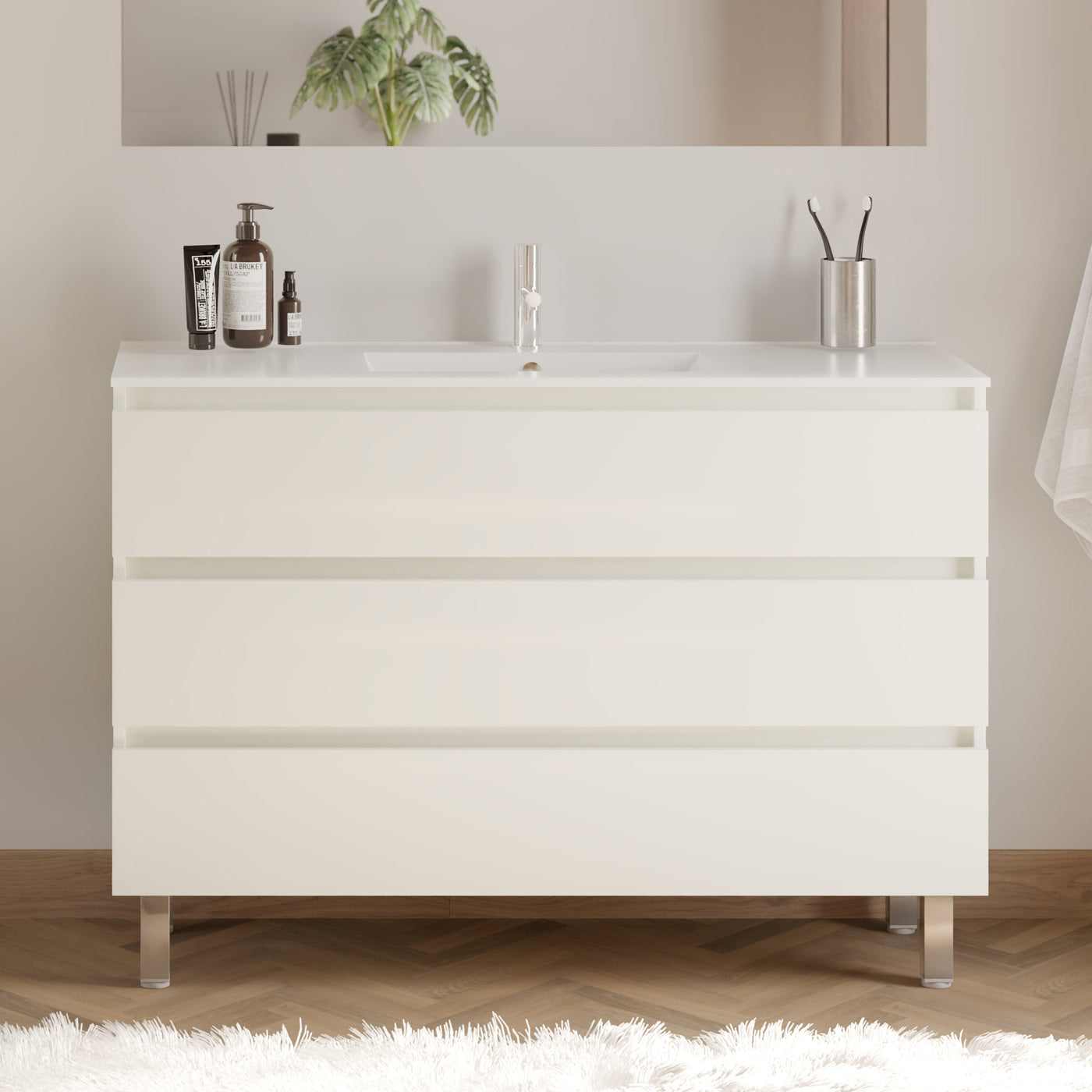 Meuble de salle de bain MAYOR 120 cm blanc sans miroir
