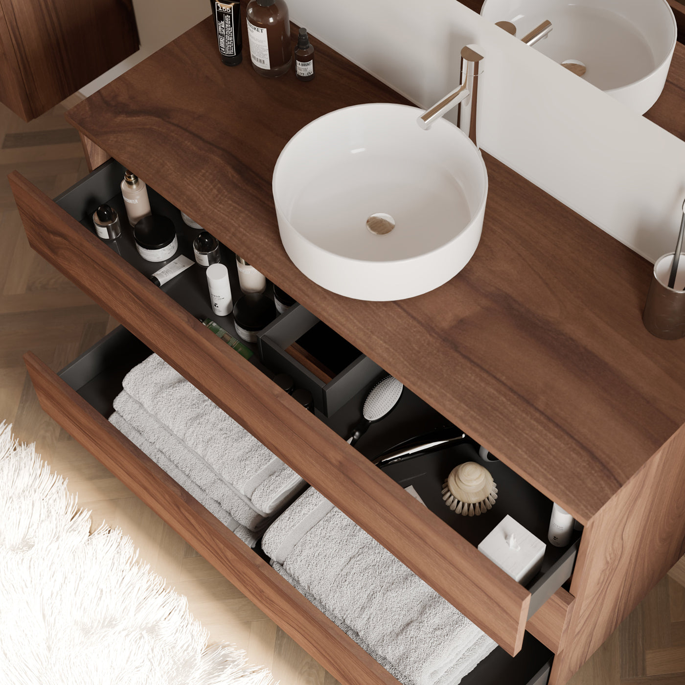 Meuble de salle de bain MAYOR 120 cm nogal ares vue de dessus