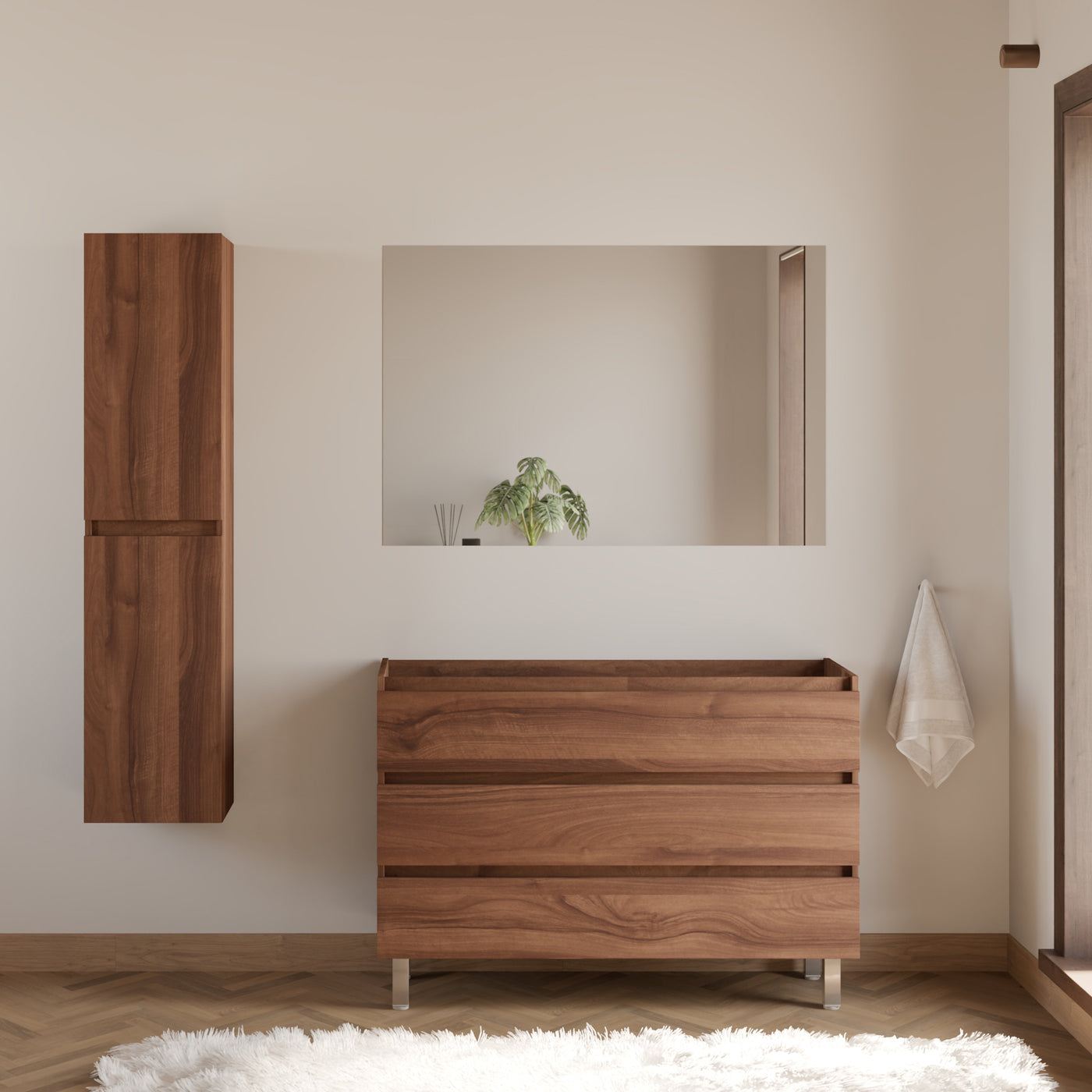 Meuble de salle de bain MAYOR 120 cm nogal meuble seul scene