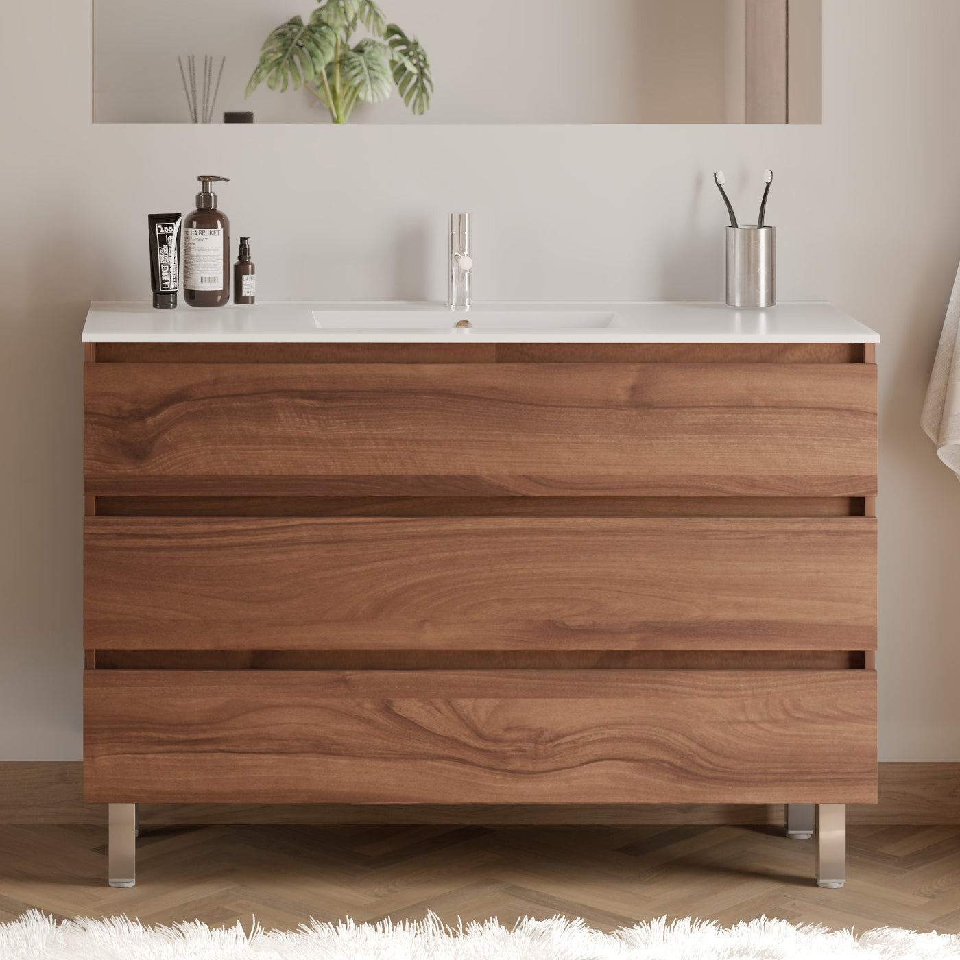 Meuble de salle de bain MAYOR 120 cm nogal sans miroir