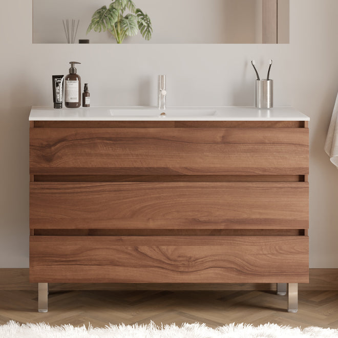 Meuble de salle de bain MAYOR 120 cm nogal sans miroir