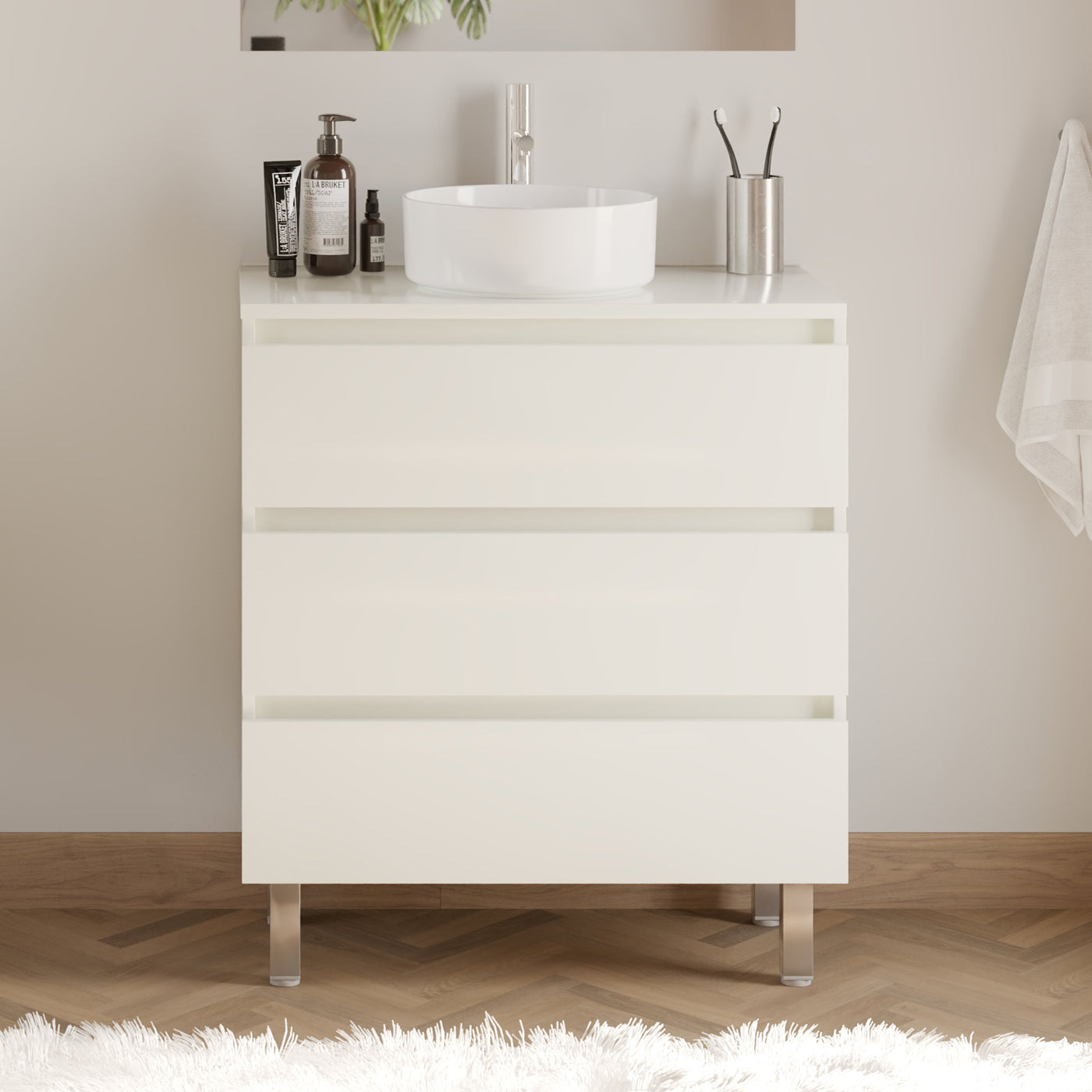 Meuble de salle de bain MAYOR 60 cm vasque ares blanc sans miroir