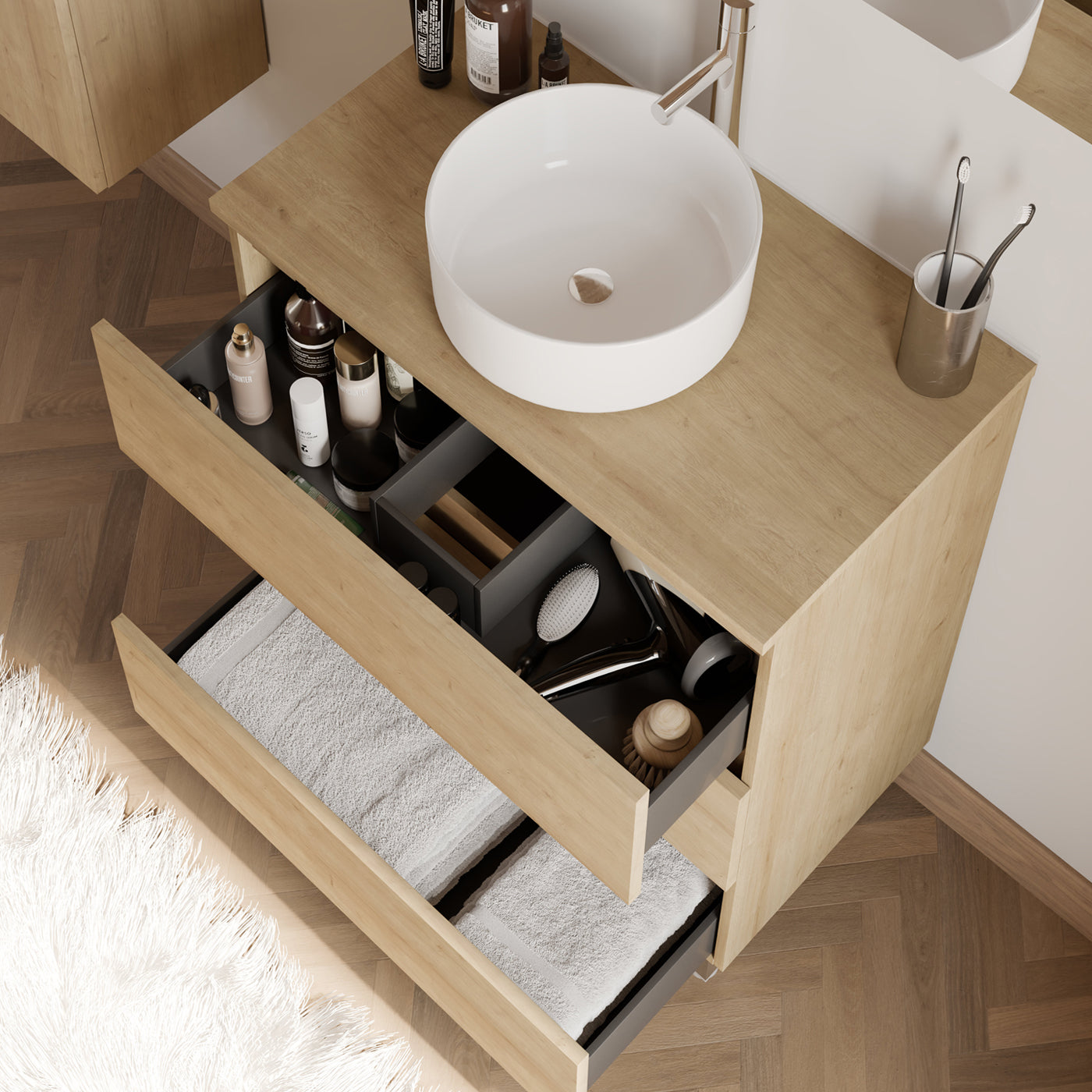 Meuble de salle de bain MAYOR 60 cm vasque ares nebraska vue de dessus