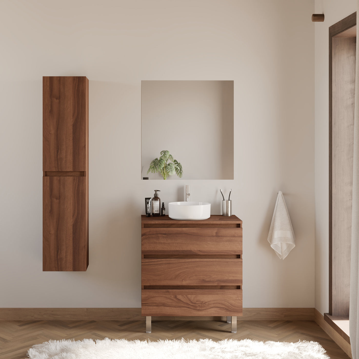 Meuble de salle de bain MAYOR 60 cm vasque ares nogal scene