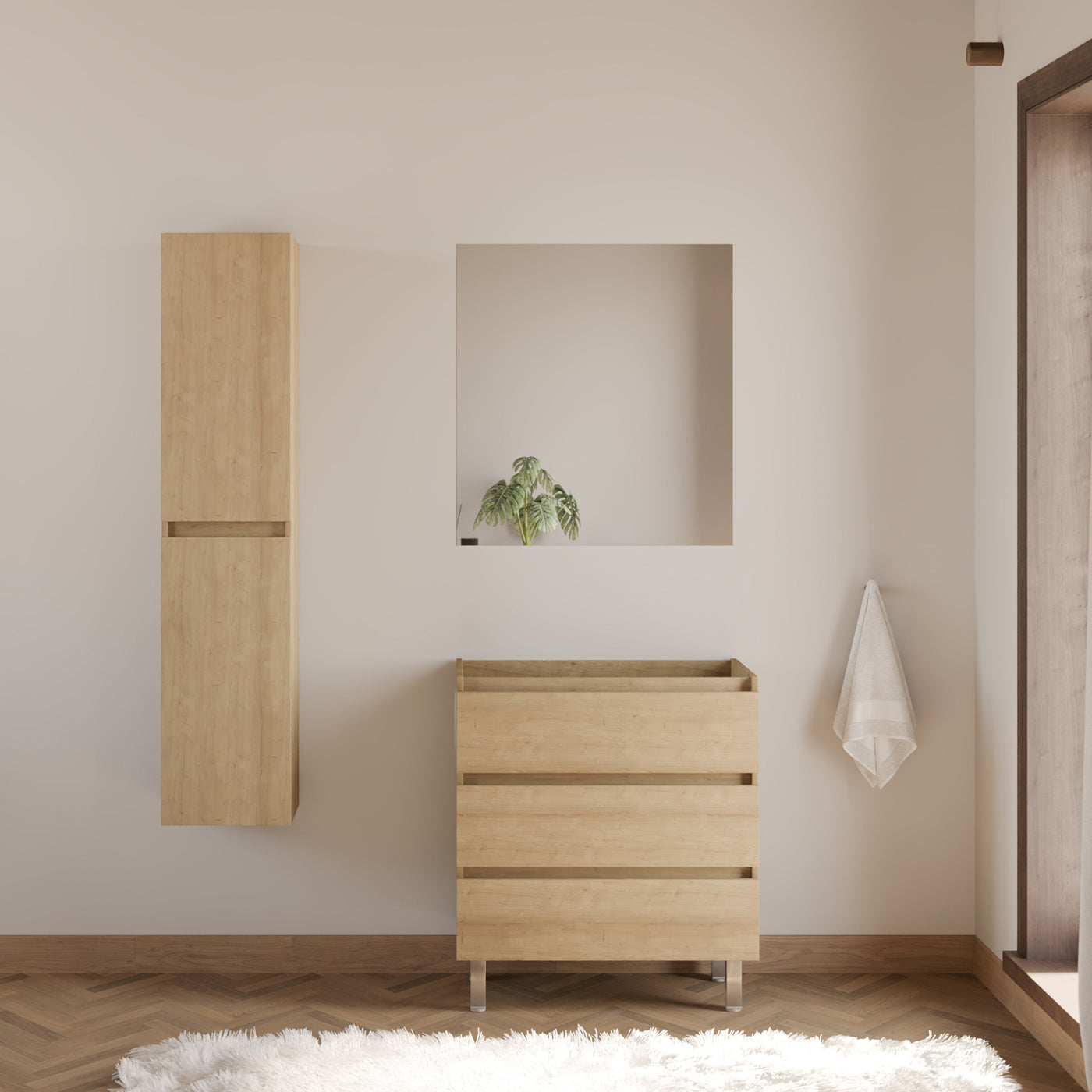 Meuble sous vasque seul, 3 tiroirs, 60cm, pour simple vasque - MAYOR