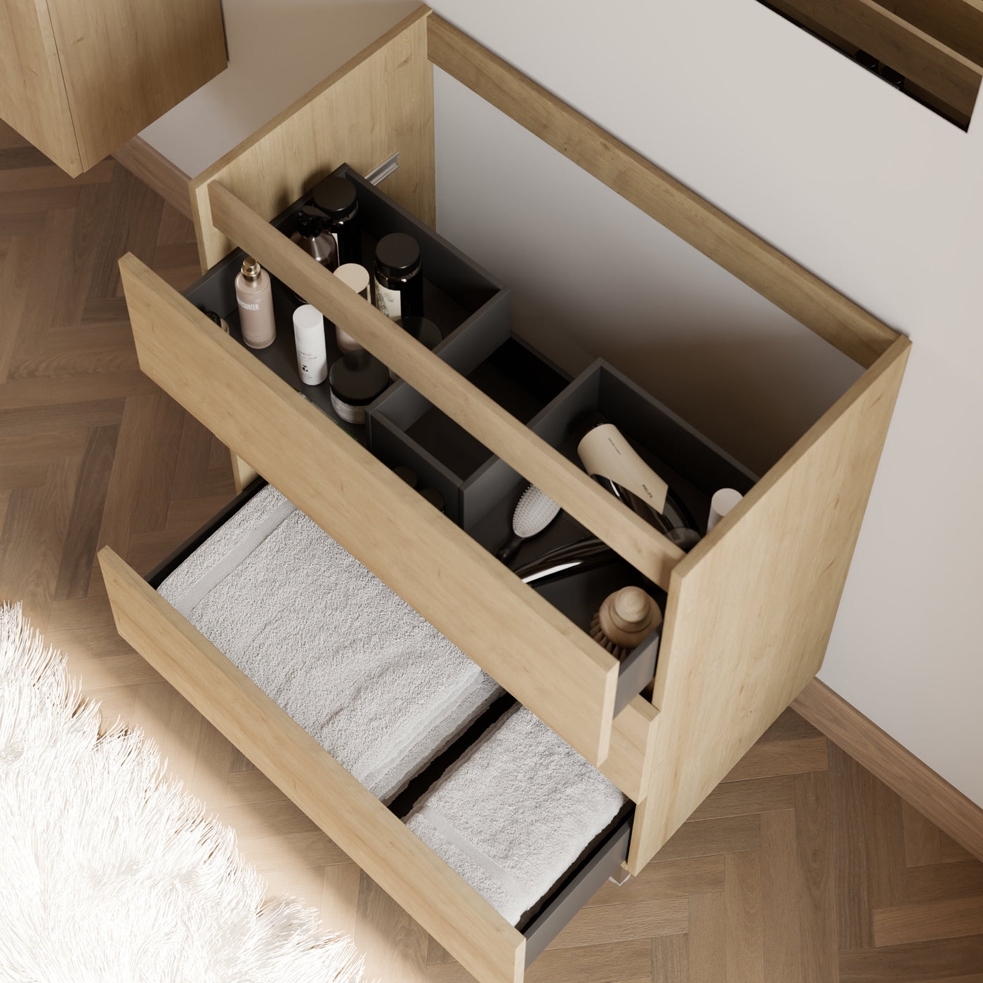 Meuble sous vasque seul, 3 tiroirs, 60cm, pour simple vasque - MAYOR