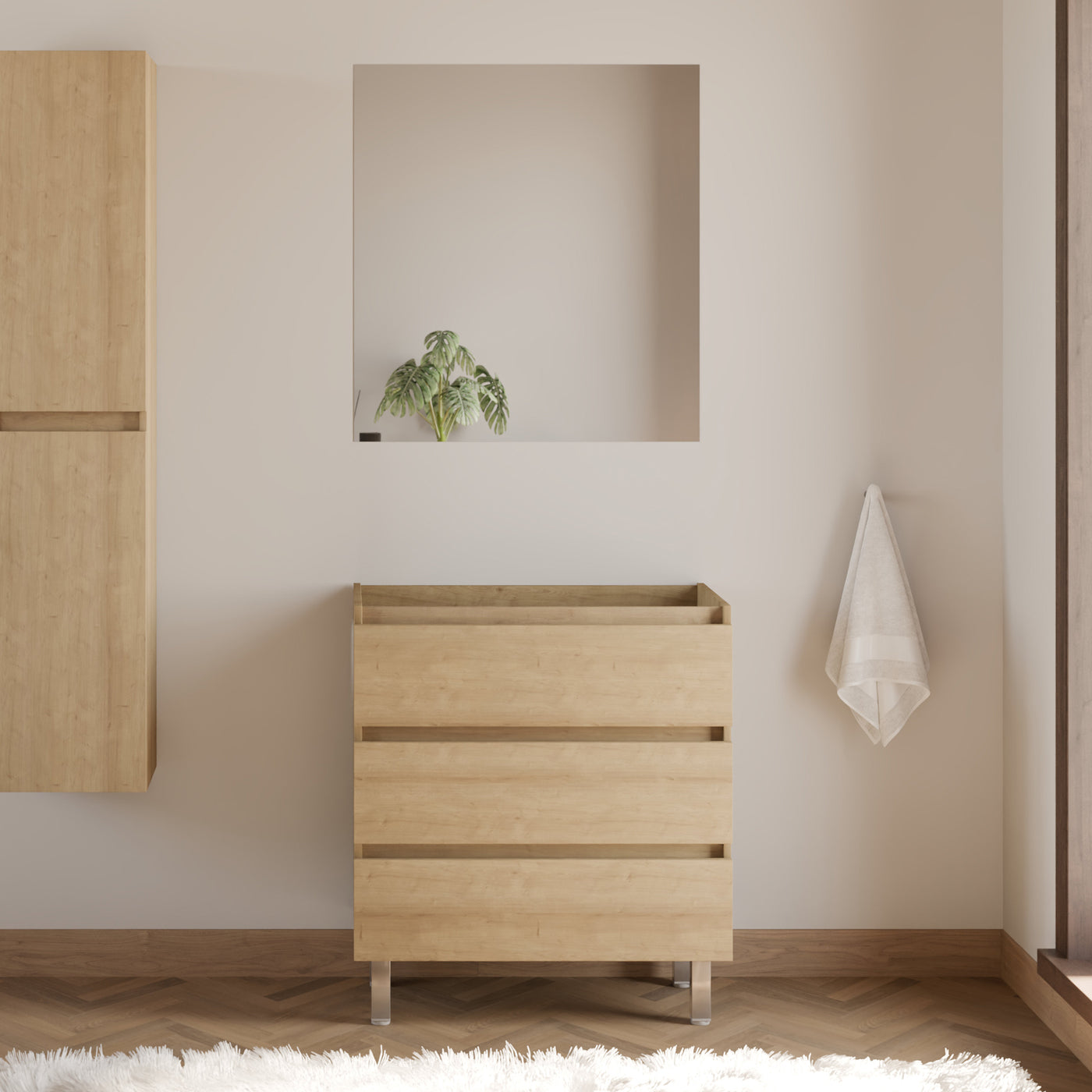 Meuble sous vasque seul, 3 tiroirs, 60cm, pour simple vasque - MAYOR
