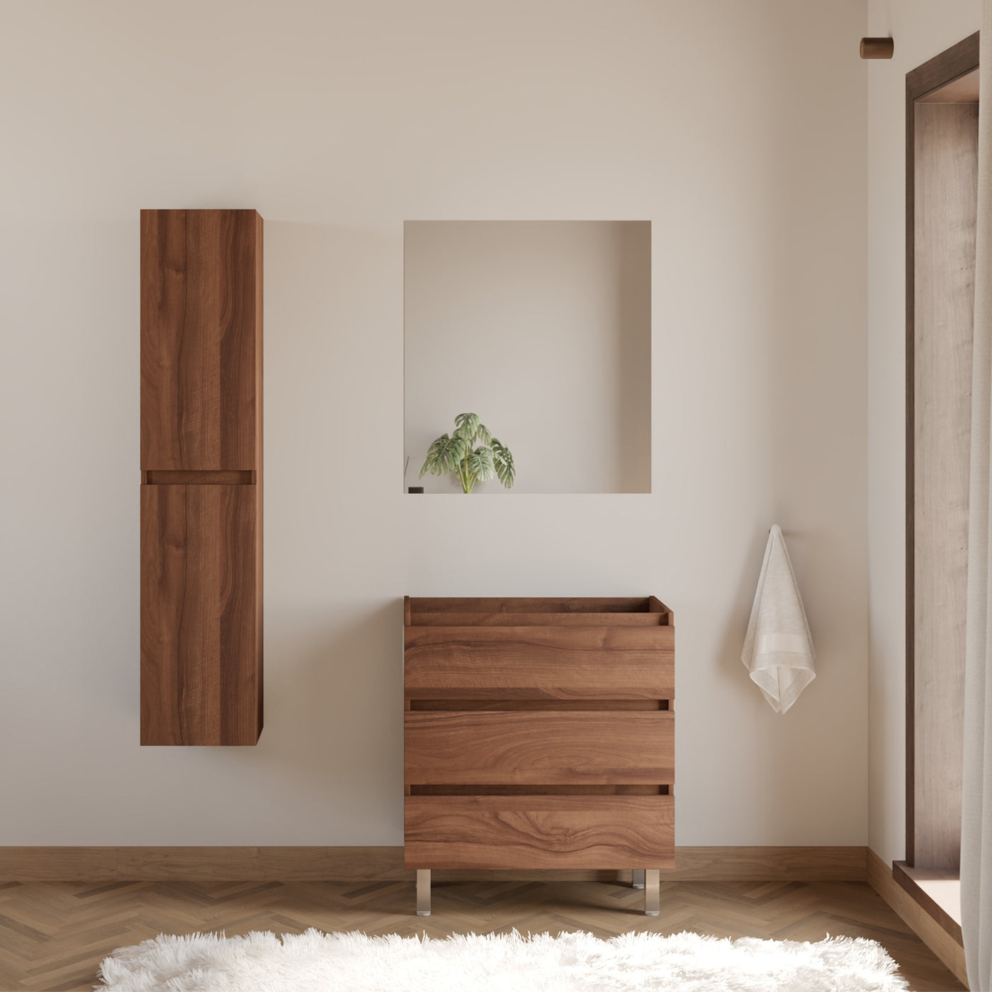 Meuble sous vasque seul, 3 tiroirs, 60cm, pour simple vasque - MAYOR