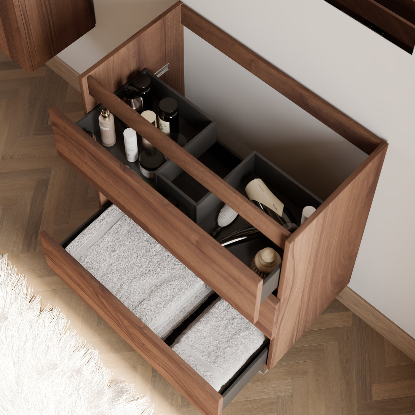 Meuble sous vasque seul, 3 tiroirs, 60cm, pour simple vasque - MAYOR